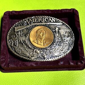 Vintage John Wayne American Belt Buckle First Edition #7041 Rainy Mountain COA